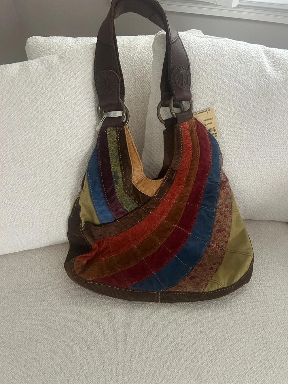 ✨Lucky Brand ~ Multicolor Patchwork Suede & Leather Shoulder Bag✨ - Picture 1 of 2
